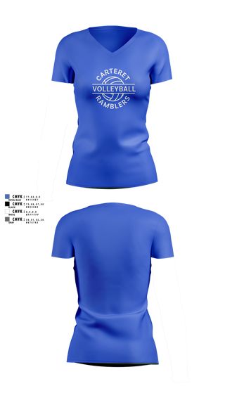 Womens Short Sleeve Vneck Shirt, Carteret Ramblers Volleyball, Women's Volleyball, Teamtime, Team time, sublimation, custom sports apparel, team uniforms, spirit wear, spiritwear, sports uniforms, custom shirts, team store, custom team store, fundraiser sports, apparel fundraiser