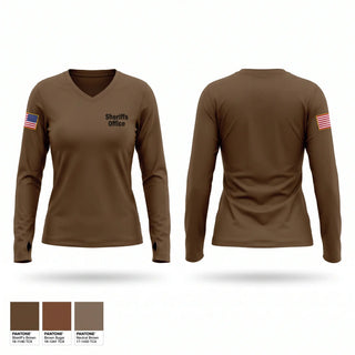 Womens Long Sleeve Vneck Shirt, Sheriff's Office, Police, Teamtime, Team time, sublimation, custom sports apparel, team uniforms, spirit wear, spiritwear, sports uniforms, custom shirts, team store, custom team store, fundraiser sports, apparel fundraiser