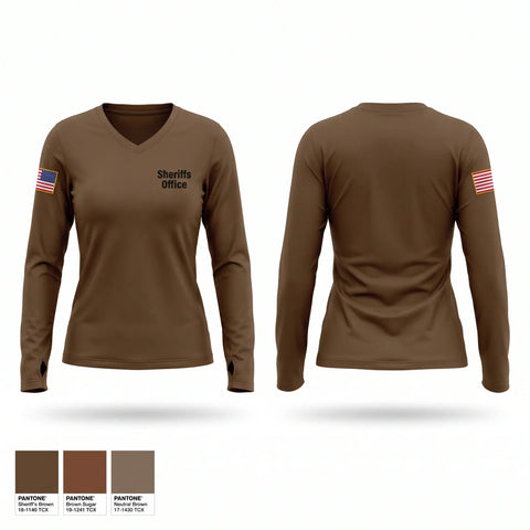 Womens Long Sleeve Vneck Shirt, Sheriff's Office, Police, Teamtime, Team time, sublimation, custom sports apparel, team uniforms, spirit wear, spiritwear, sports uniforms, custom shirts, team store, custom team store, fundraiser sports, apparel fundraiser