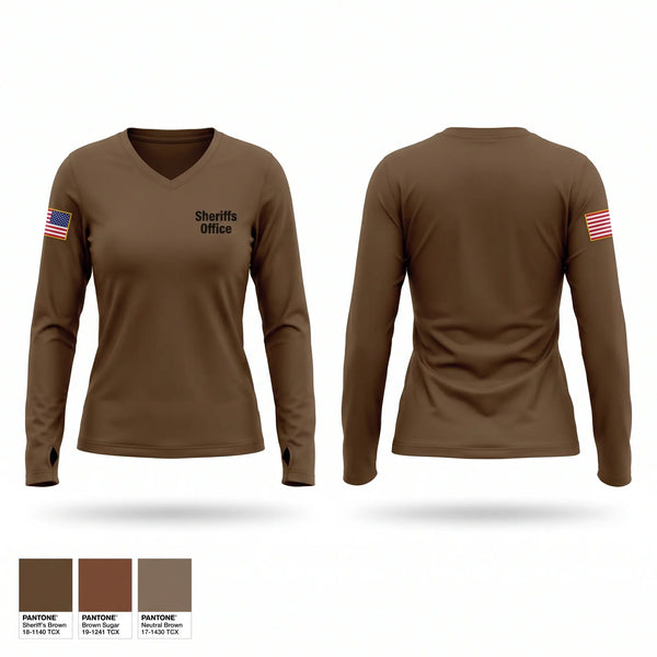 Womens Long Sleeve Vneck Shirt, Sheriff's Office, Police, Teamtime, Team time, sublimation, custom sports apparel, team uniforms, spirit wear, spiritwear, sports uniforms, custom shirts, team store, custom team store, fundraiser sports, apparel fundraiser