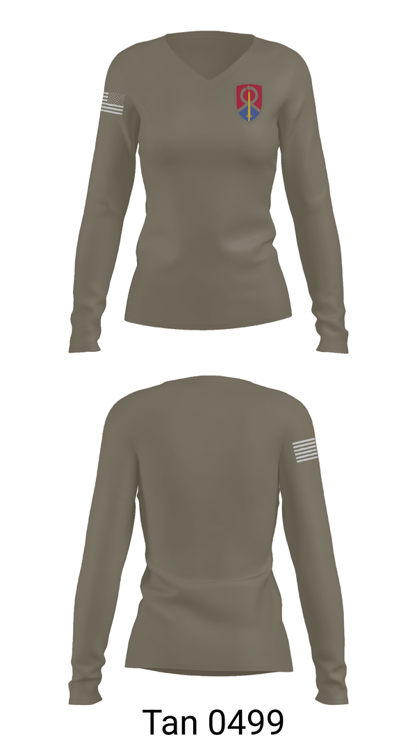 Womens Long Sleeve Vneck Shirt, 1013th QM CO, Army, Teamtime, Team time, sublimation, custom sports apparel, team uniforms, spirit wear, spiritwear, sports uniforms, custom shirts, team store, custom team store, fundraiser sports, apparel fundraiser