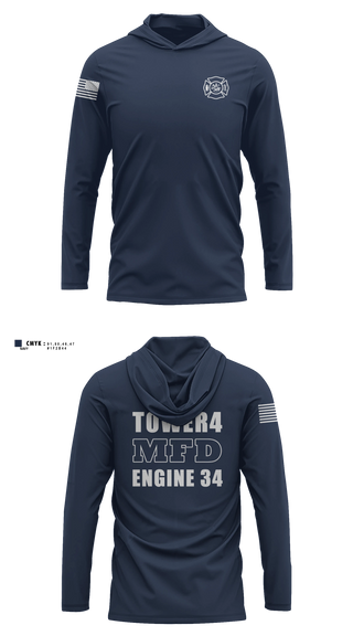 Long Sleeve Hooded Sun Shirt, Morristown Fire Department, Fire Department, Teamtime, Team time, sublimation, custom sports apparel, team uniforms, spirit wear, spiritwear, sports uniforms, custom shirts, team store, custom team store, fundraiser sports, apparel fundraiser