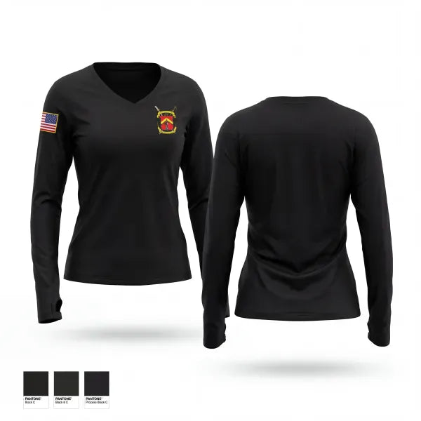 Womens Long Sleeve Vneck Shirt, MCRD PI / ERR, Marines, Teamtime, Team time, sublimation, custom sports apparel, team uniforms, spirit wear, spiritwear, sports uniforms, custom shirts, team store, custom team store, fundraiser sports, apparel fundraiser