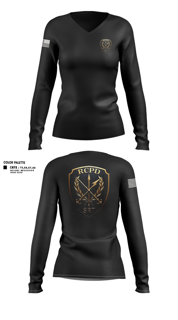 Womens Long Sleeve Vneck Shirt, Redwood City PD SRT, Police, Teamtime, Team time, sublimation, custom sports apparel, team uniforms, spirit wear, spiritwear, sports uniforms, custom shirts, team store, custom team store, fundraiser sports, apparel fundraiser