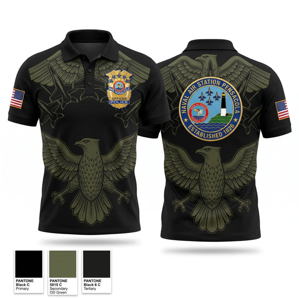 Short Sleeve Performance Polo, NAS Pensacola Police / Security Forces, Navy, Teamtime, Team time, sublimation, custom sports apparel, team uniforms, spirit wear, spiritwear, sports uniforms, custom shirts, team store, custom team store, fundraiser sports, apparel fundraiser