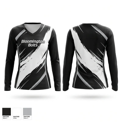 Bloomington Bolts Women's Long Sleeve V-neck Shirt - 1