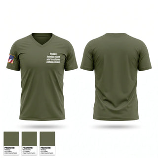 Womens Short Sleeve Vneck Shirt, Police - immigration and customs enforcement, Police, Teamtime, Team time, sublimation, custom sports apparel, team uniforms, spirit wear, spiritwear, sports uniforms, custom shirts, team store, custom team store, fundraiser sports, apparel fundraiser
