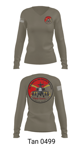 Womens Long Sleeve Vneck Shirt, 7th Squadron, Sixth Cavalry Regiment, , Teamtime, Team time, sublimation, custom sports apparel, team uniforms, spirit wear, spiritwear, sports uniforms, custom shirts, team store, custom team store, fundraiser sports, apparel fundraiser