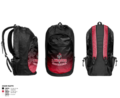 Gear Bag, Lancaster Cheerleading, Cheer, Teamtime, Team time, sublimation, custom sports apparel, team uniforms, spirit wear, spiritwear, sports uniforms, custom shirts, team store, custom team store, fundraiser sports, apparel fundraiser