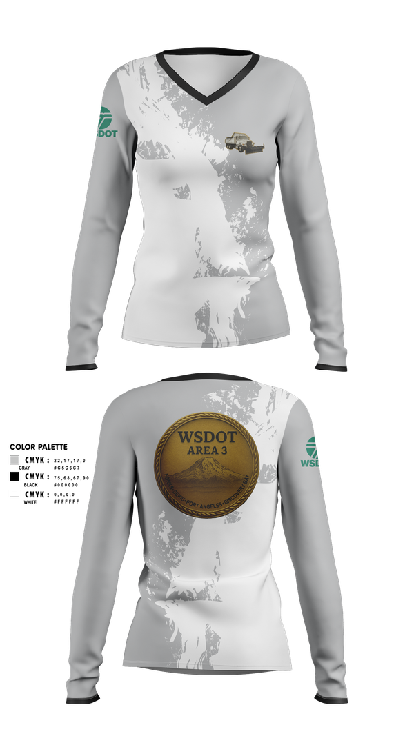 Womens Long Sleeve Vneck Shirt, WSDOT, , Teamtime, Team time, sublimation, custom sports apparel, team uniforms, spirit wear, spiritwear, sports uniforms, custom shirts, team store, custom team store, fundraiser sports, apparel fundraiser