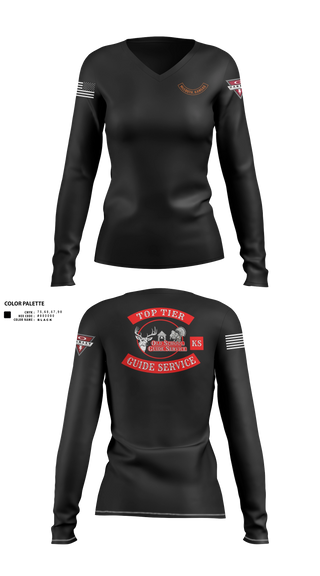 Womens Long Sleeve Vneck Shirt, Old School Guide Service, , Teamtime, Team time, sublimation, custom sports apparel, team uniforms, spirit wear, spiritwear, sports uniforms, custom shirts, team store, custom team store, fundraiser sports, apparel fundraiser