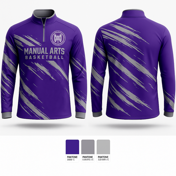 Quarter Zip Jacket, Manual Arts Basketball, Men's Basketball, Teamtime, Team time, sublimation, custom sports apparel, team uniforms, spirit wear, spiritwear, sports uniforms, custom shirts, team store, custom team store, fundraiser sports, apparel fundraiser