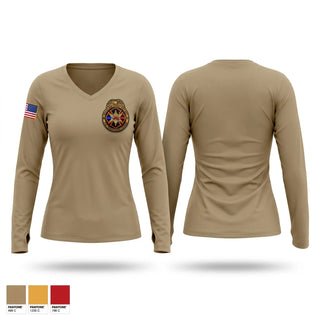 Womens Long Sleeve Vneck Shirt, Macon-Bibb Fire Investigation Division, Fire Department, Teamtime, Team time, sublimation, custom sports apparel, team uniforms, spirit wear, spiritwear, sports uniforms, custom shirts, team store, custom team store, fundraiser sports, apparel fundraiser