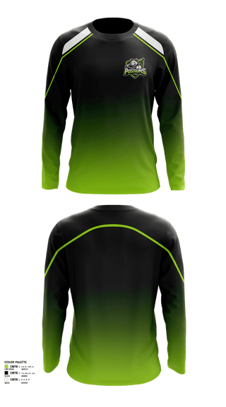 Long Sleeve Performance Shirt, Possums, Baseball, Teamtime, Team time, sublimation, custom sports apparel, team uniforms, spirit wear, spiritwear, sports uniforms, custom shirts, team store, custom team store, fundraiser sports, apparel fundraiser