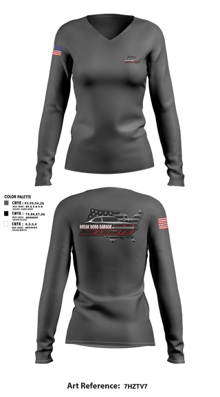 Women's Long Sleeve Vneck Shirt, Brake Boss Garage, Marines, Teamtime, Team time, sublimation, custom sports apparel, team uniforms, spirit wear, spiritwear, sports uniforms, custom shirts, team store, custom team store, fundraiser sports, apparel fundraiser