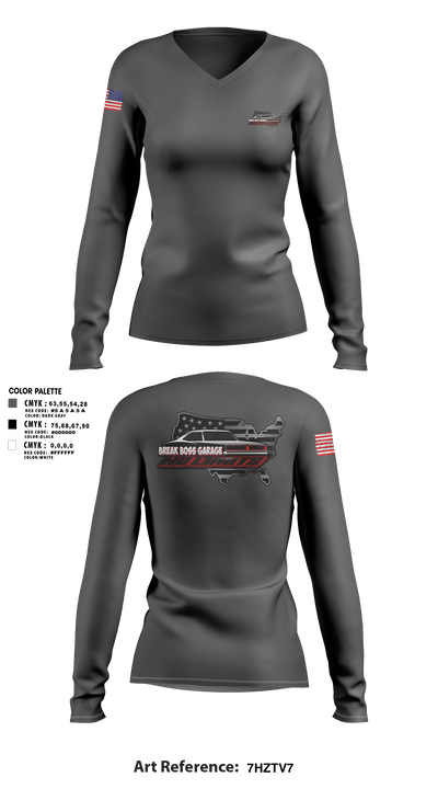Brake Boss Garage 54438287 Women's Long Sleeve V-neck Shirt - 1