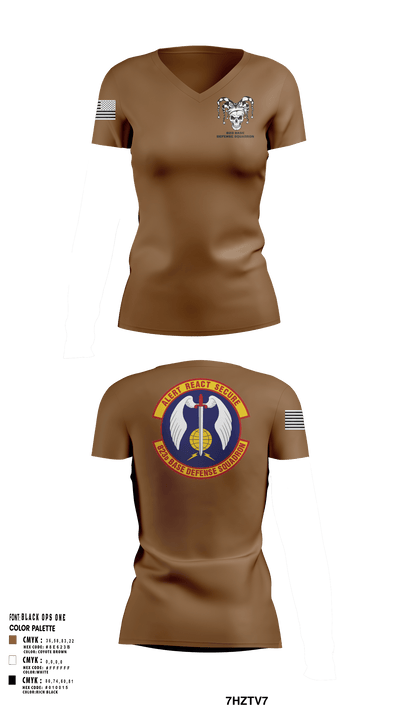 823 Base Defense Squadron 41934772 Women's Short Sleeve V-neck Shirt - 1