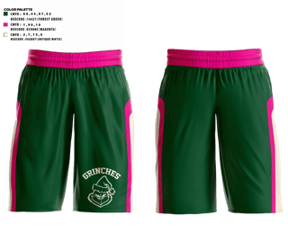 Mens Basketball Shorts, Grinches, Men's Basketball, Teamtime, Team time, sublimation, custom sports apparel, team uniforms, spirit wear, spiritwear, sports uniforms, custom shirts, team store, custom team store, fundraiser sports, apparel fundraiser