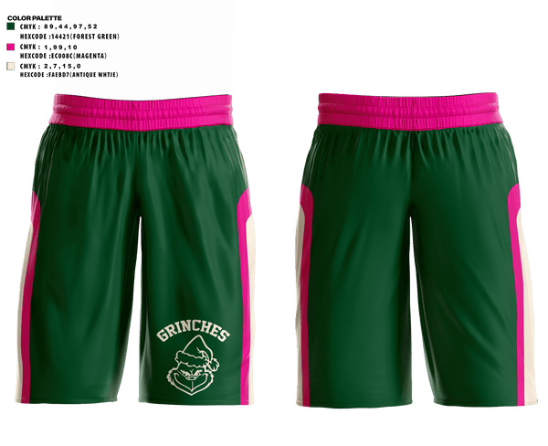 Mens Basketball Shorts, Grinches, Men's Basketball, Teamtime, Team time, sublimation, custom sports apparel, team uniforms, spirit wear, spiritwear, sports uniforms, custom shirts, team store, custom team store, fundraiser sports, apparel fundraiser
