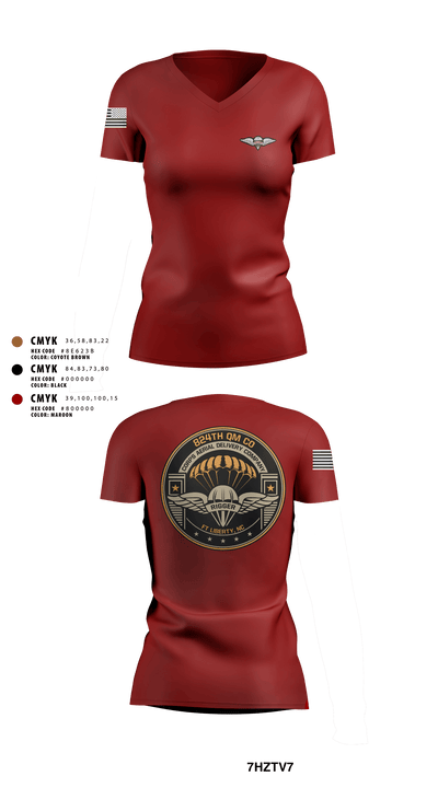 824th QM CO (CADC-A) 69842964 Women's Short Sleeve V-neck Shirt - 4