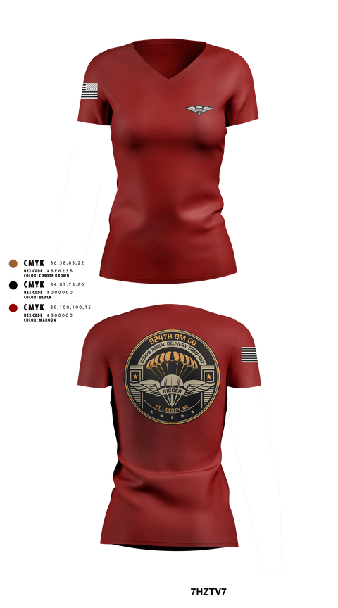 Women's Short Sleeve Vneck Shirt, 824th QM CO (CADC-A), Army, Teamtime, Team time, sublimation, custom sports apparel, team uniforms, spirit wear, spiritwear, sports uniforms, custom shirts, team store, custom team store, fundraiser sports, apparel fundraiser