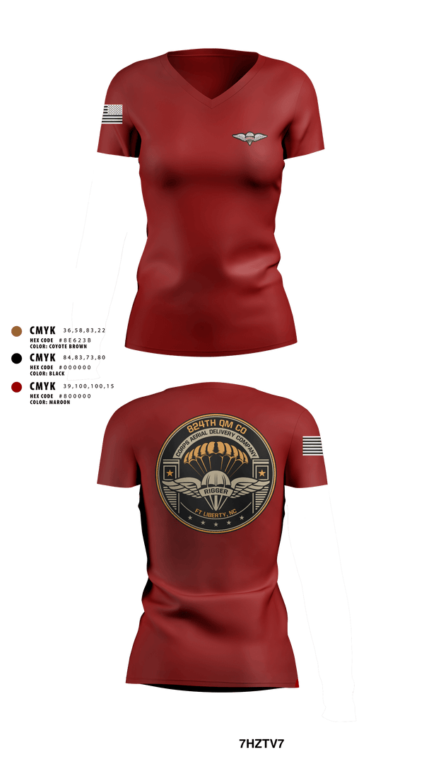 Women's Short Sleeve Vneck Shirt, 824th QM CO (CADC-A), Army, Teamtime, Team time, sublimation, custom sports apparel, team uniforms, spirit wear, spiritwear, sports uniforms, custom shirts, team store, custom team store, fundraiser sports, apparel fundraiser