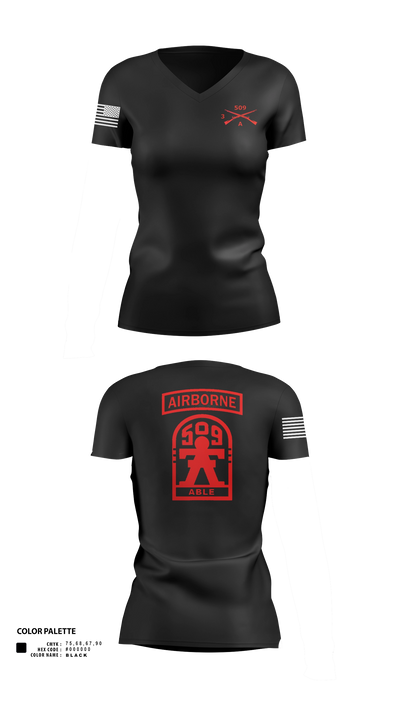 3-509th Parachute Infantry BN Able Nation 10459424 Women's Short Sleeve V-neck Shirt - 21