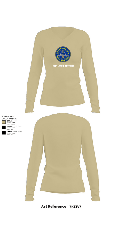 Battleship misssouri 47283625 Women's Long Sleeve V-neck Shirt - 78