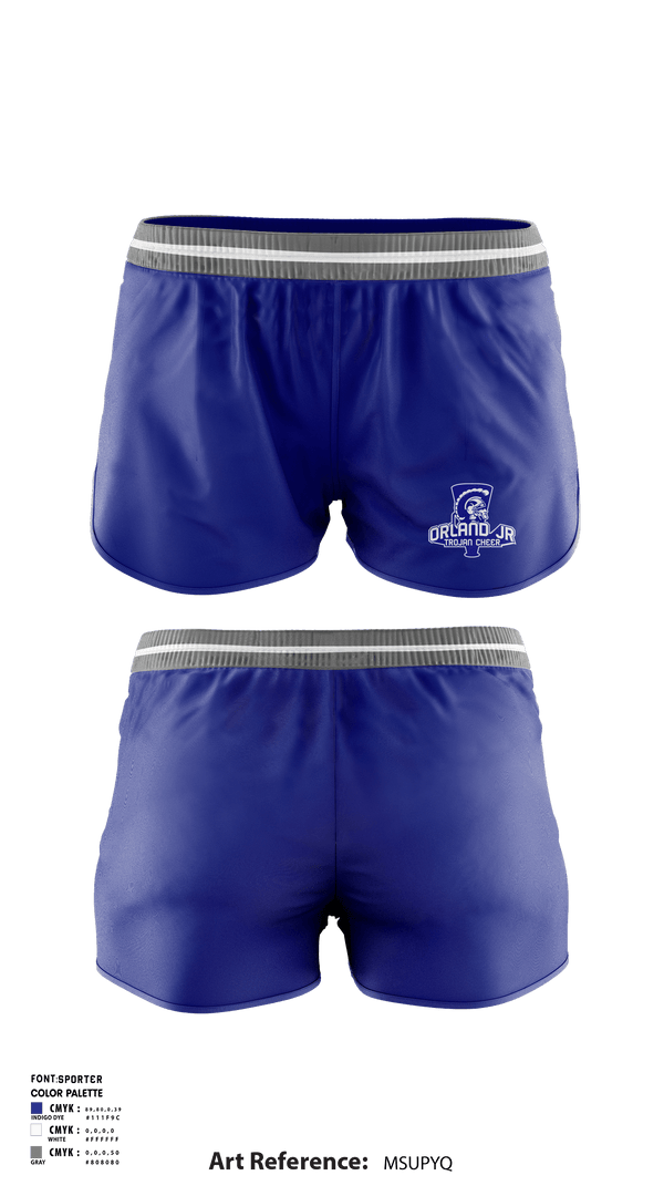 Women's Shorts, Orland Jr Trojans Cheer, Cheer, Teamtime, Team time, sublimation, custom sports apparel, team uniforms, spirit wear, spiritwear, sports uniforms, custom shirts, team store, custom team store, fundraiser sports, apparel fundraiser