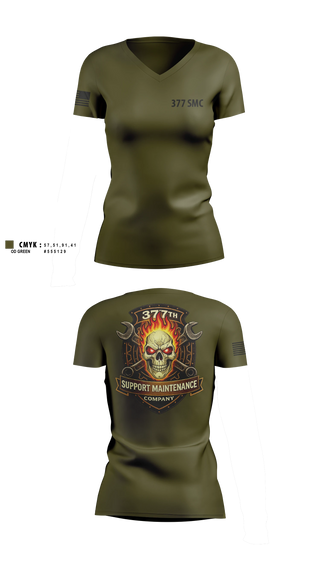 Womens Short Sleeve Vneck Shirt, 377 Support Maintenance Company, Army, Teamtime, Team time, sublimation, custom sports apparel, team uniforms, spirit wear, spiritwear, sports uniforms, custom shirts, team store, custom team store, fundraiser sports, apparel fundraiser