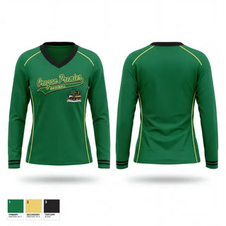 Womens Long Sleeve Vneck Shirt, Oregon Premier Baseball, Baseball, Teamtime, Team time, sublimation, custom sports apparel, team uniforms, spirit wear, spiritwear, sports uniforms, custom shirts, team store, custom team store, fundraiser sports, apparel fundraiser