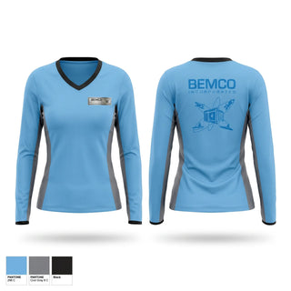Womens Long Sleeve Vneck Shirt, Bemco Inc, , Teamtime, Team time, sublimation, custom sports apparel, team uniforms, spirit wear, spiritwear, sports uniforms, custom shirts, team store, custom team store, fundraiser sports, apparel fundraiser