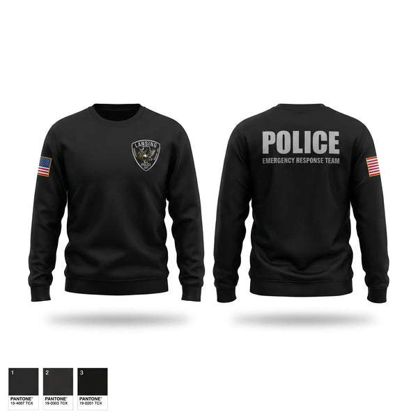 Crew Neck Sweatshirt, Lansing Emergency Response Team, Police, Teamtime, Team time, sublimation, custom sports apparel, team uniforms, spirit wear, spiritwear, sports uniforms, custom shirts, team store, custom team store, fundraiser sports, apparel fundraiser
