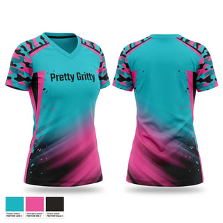 Womens Short Sleeve Vneck Shirt, Pretty Gritty, Softball, Teamtime, Team time, sublimation, custom sports apparel, team uniforms, spirit wear, spiritwear, sports uniforms, custom shirts, team store, custom team store, fundraiser sports, apparel fundraiser
