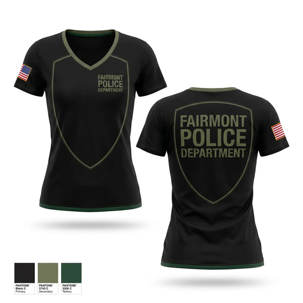 Womens Short Sleeve Vneck Shirt, Fairmont Police Department, Police, Teamtime, Team time, sublimation, custom sports apparel, team uniforms, spirit wear, spiritwear, sports uniforms, custom shirts, team store, custom team store, fundraiser sports, apparel fundraiser