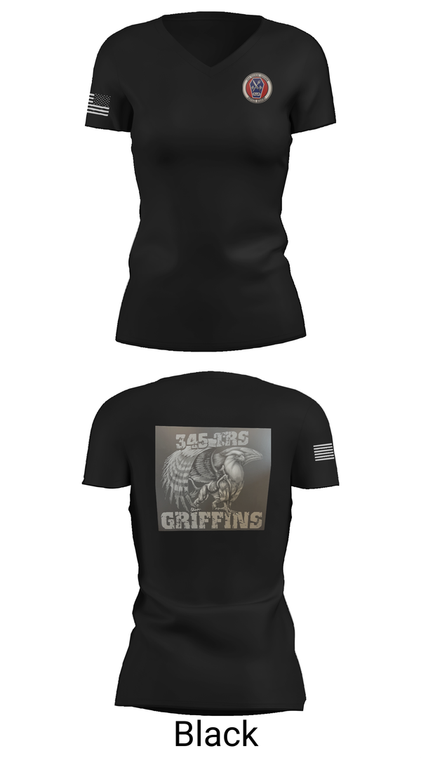 Womens Short Sleeve Vneck Shirt, 345th TRS, , Teamtime, Team time, sublimation, custom sports apparel, team uniforms, spirit wear, spiritwear, sports uniforms, custom shirts, team store, custom team store, fundraiser sports, apparel fundraiser