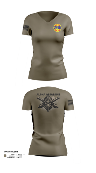 Womens Short Sleeve Vneck Shirt, 1-148 FA A Btry, National Guard, Teamtime, Team time, sublimation, custom sports apparel, team uniforms, spirit wear, spiritwear, sports uniforms, custom shirts, team store, custom team store, fundraiser sports, apparel fundraiser