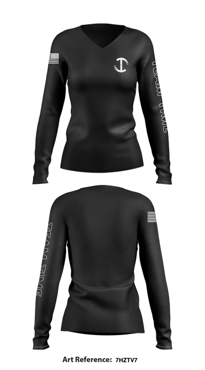 TeamTime Official Store 3174786 Women's Long Sleeve V-neck Shirt - 1