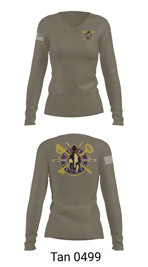 Womens Long Sleeve Vneck Shirt, A Company 68th DSSB 4ID, , Teamtime, Team time, sublimation, custom sports apparel, team uniforms, spirit wear, spiritwear, sports uniforms, custom shirts, team store, custom team store, fundraiser sports, apparel fundraiser