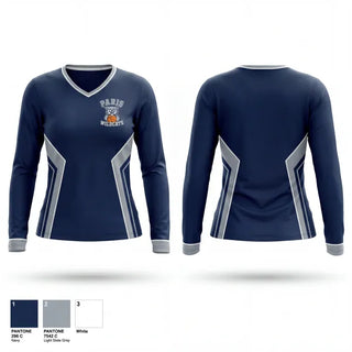 Womens Long Sleeve Vneck Shirt, Paris Junior High, Men's Basketball, Teamtime, Team time, sublimation, custom sports apparel, team uniforms, spirit wear, spiritwear, sports uniforms, custom shirts, team store, custom team store, fundraiser sports, apparel fundraiser