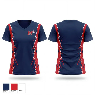 Manalapan Braves 9U Blue 20207398 Women's Short Sleeve V-neck Shirt - 1