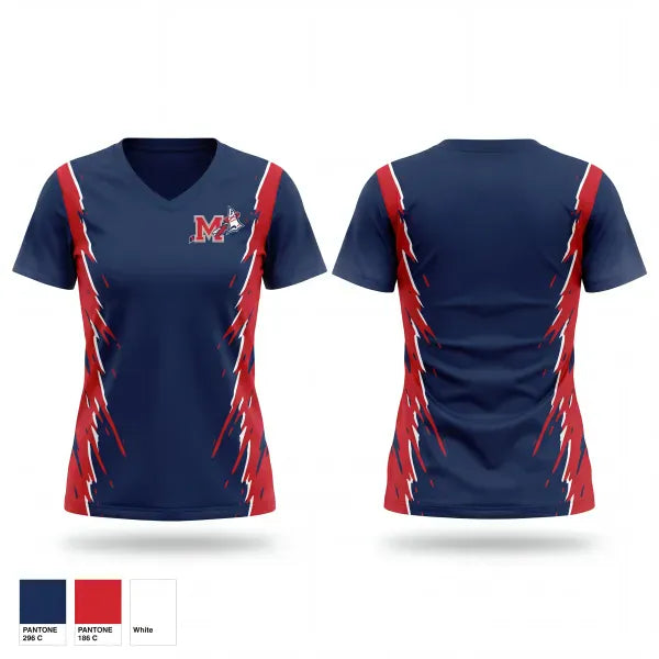 Manalapan Braves 9U Blue 20207398 Women's Short Sleeve V-neck Shirt - 1