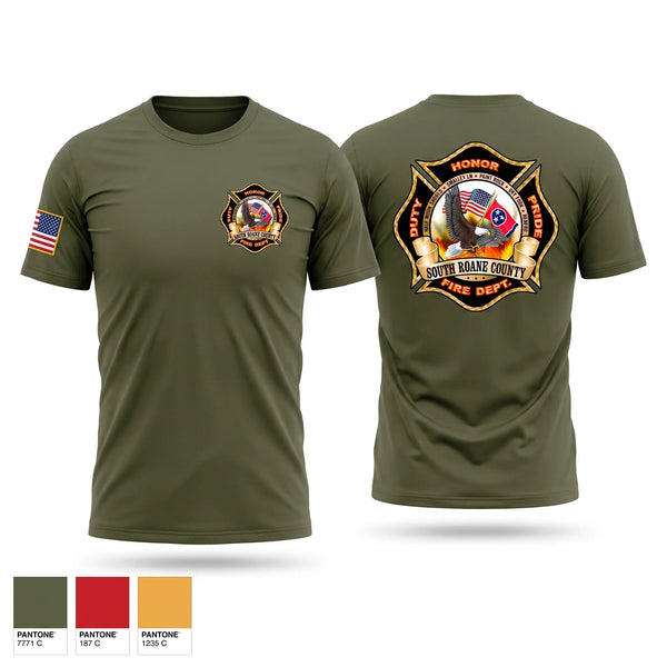 Old School Cotton Feel Shirt, South Roane County, Fire Department, Teamtime, Team time, sublimation, custom sports apparel, team uniforms, spirit wear, spiritwear, sports uniforms, custom shirts, team store, custom team store, fundraiser sports, apparel fundraiser