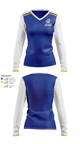 Womens Long Sleeve Vneck Shirt, Dove Creek High School Volleyball, Women's Volleyball, Teamtime, Team time, sublimation, custom sports apparel, team uniforms, spirit wear, spiritwear, sports uniforms, custom shirts, team store, custom team store, fundraiser sports, apparel fundraiser