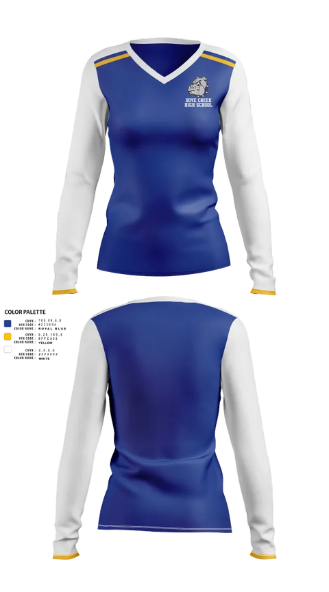 Womens Long Sleeve Vneck Shirt, Dove Creek High School Volleyball, Women's Volleyball, Teamtime, Team time, sublimation, custom sports apparel, team uniforms, spirit wear, spiritwear, sports uniforms, custom shirts, team store, custom team store, fundraiser sports, apparel fundraiser