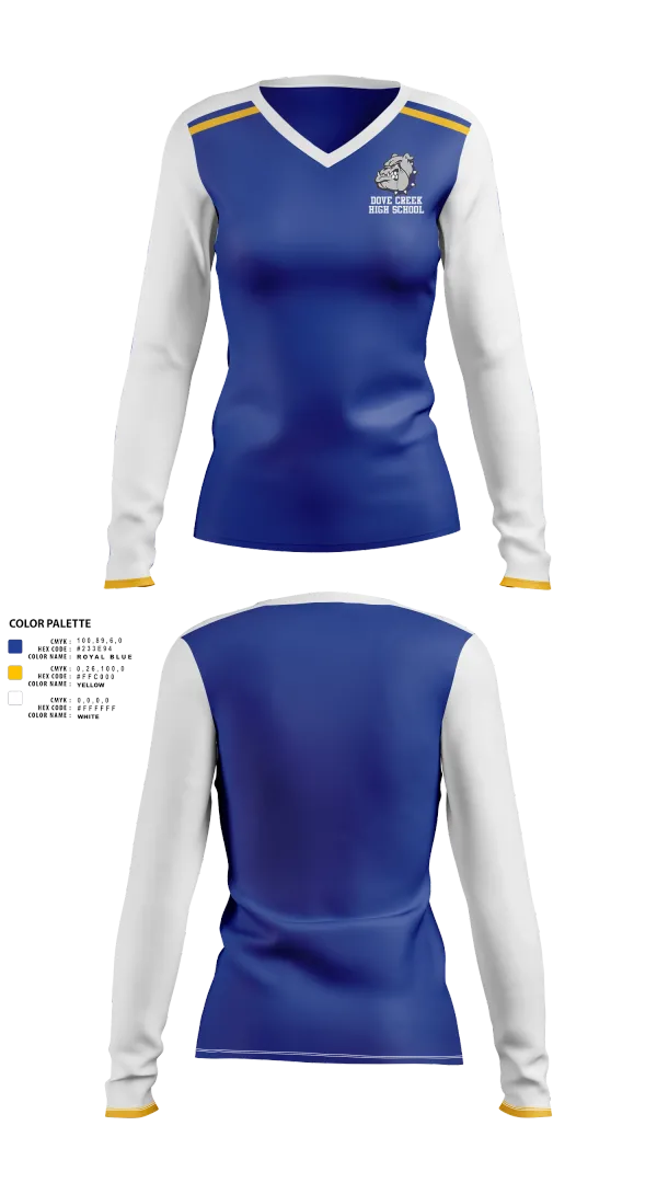 Womens Long Sleeve Vneck Shirt, Dove Creek High School Volleyball, Women's Volleyball, Teamtime, Team time, sublimation, custom sports apparel, team uniforms, spirit wear, spiritwear, sports uniforms, custom shirts, team store, custom team store, fundraiser sports, apparel fundraiser