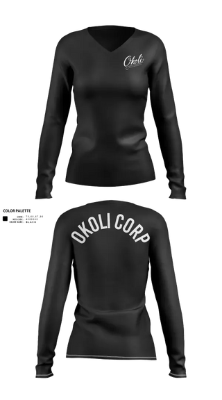 Womens Long Sleeve Vneck Shirt, OKOLI CORP, , Teamtime, Team time, sublimation, custom sports apparel, team uniforms, spirit wear, spiritwear, sports uniforms, custom shirts, team store, custom team store, fundraiser sports, apparel fundraiser