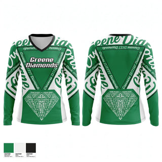 Womens Long Sleeve Vneck Shirt, Greene Diamonds, Softball, Teamtime, Team time, sublimation, custom sports apparel, team uniforms, spirit wear, spiritwear, sports uniforms, custom shirts, team store, custom team store, fundraiser sports, apparel fundraiser