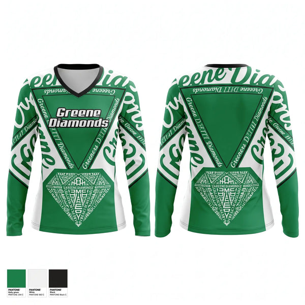 Womens Long Sleeve Vneck Shirt, Greene Diamonds, Softball, Teamtime, Team time, sublimation, custom sports apparel, team uniforms, spirit wear, spiritwear, sports uniforms, custom shirts, team store, custom team store, fundraiser sports, apparel fundraiser