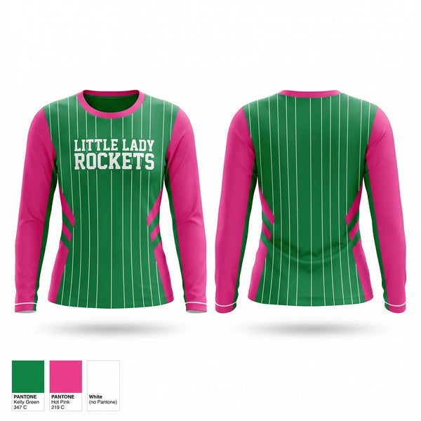 Long Sleeve Performance Shirt, Little Lady Rockets, Softball, Teamtime, Team time, sublimation, custom sports apparel, team uniforms, spirit wear, spiritwear, sports uniforms, custom shirts, team store, custom team store, fundraiser sports, apparel fundraiser